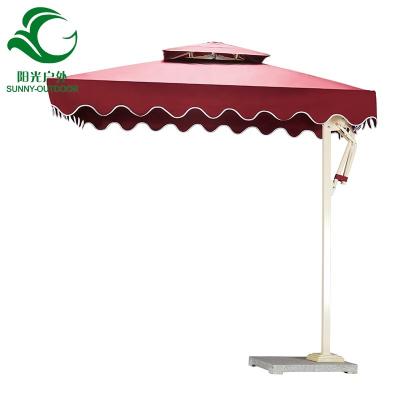 China Water proof low price garden parasol patio side mail umbrella with marble base for sale 250*250cm/300*300cm for sale