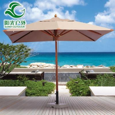 China Modern Hot Sale Pattern Wood Parasol Sun Umbrella Outdoor Square Umbrella 3m for sale