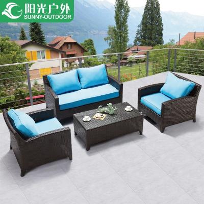 China Balcony Sofa Combination Furniture Outdoor Cheap Wicker Sofa Set Comfortable Water Proof Leisure Sofa Set for sale