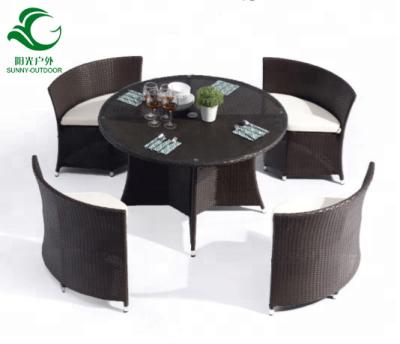 China Outdoor Tour Weather Furniture Warm Weather Rattan Table Wicker Compact Garden Set Balcony Furniture for sale