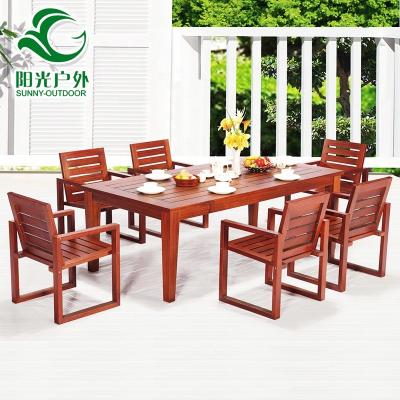 China Water Proof Wooden Furniture Teak Wood Dining Set For 6 Person Weather Proof High Quality for sale