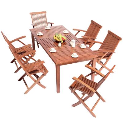 China Professional Manufacturer Water Proof Wooden Furniture Meri Wooden Dining Set With Folding Armchair for sale