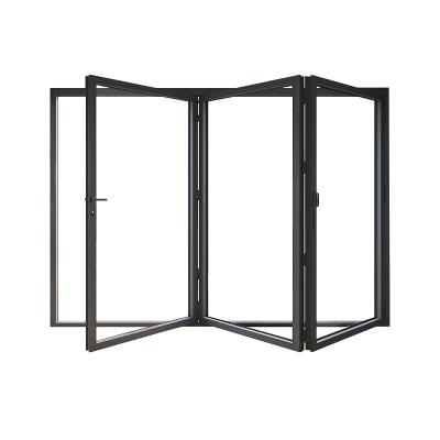 China Custom Aluminum Low-E Accordion Glass Doors Waterproof Aluminum Folding Bi-Folding Glass Patio Bifold Glass Door for sale