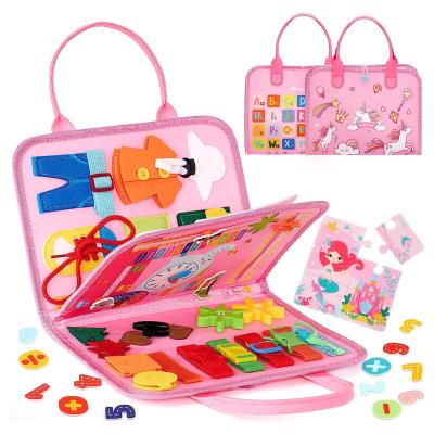 China Preschool Eductional Toys Wholesale Toddlers Montessori Toys Judged Busy Board For Kids Learn To Dress Basic Skills for sale