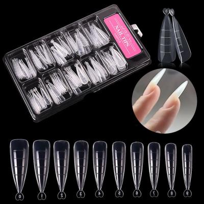 China Box 100Pcs French Fake Nails Clear Double Shape French Extension Nail Full Ladder Nail Tips for sale