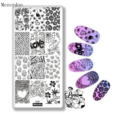 China Nail Salon Love Valentine's Day Home Or Professional Template Stamping Plate Rose Spider Webs Design DIY Nail Art Stamp Image Plate Nail Stencil Tools for sale