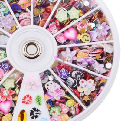 China DIY Nail Decoration Nail Art Decorations Wheel Mixed Color Cartoon Flowers Nail Glitter Rhinestones 8CM Jewelry Nail Tools for sale