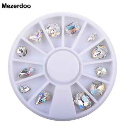 China Gorgeous Nail Art Decoration In Wheel Of Rhinestone DIY Nail Crystal Mix Size Nail Art Diamond Sharp Bottom Drop Gem Charm Gem for sale