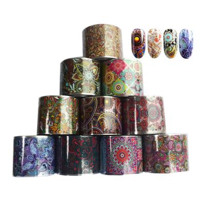 China Full Cover DIY Nails New Colorful 3D Nail Art Foil Mandala Stickers Transfer Sticker Designer Nail Art Paisley Foil 4cm*50m Tips for sale