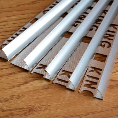 China Ningbo Fabrication Metal 2500mm x 10mm Round Edge Tile Trim Aluminum Profile for sale