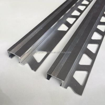 China Factory direct modern 12mm square edge metal tile trim shiny silver corners for sale