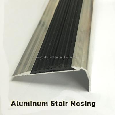 China Metal aluminum and rubber stair nose tile edging trim for sale