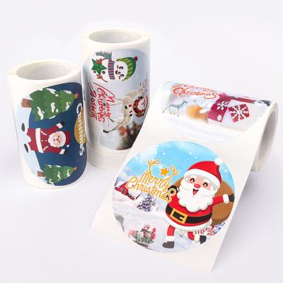 China Waterproof Manufacturers Support Custom Large Happy New Year Santa Claus Sticker Gift Sealing Size 9cm Christmas Decoration Sticker Decal for sale