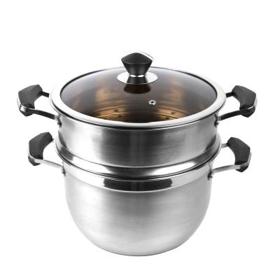 China Sustainable 26cm Stainless Steel Steamer Pot With Visible Cover for sale