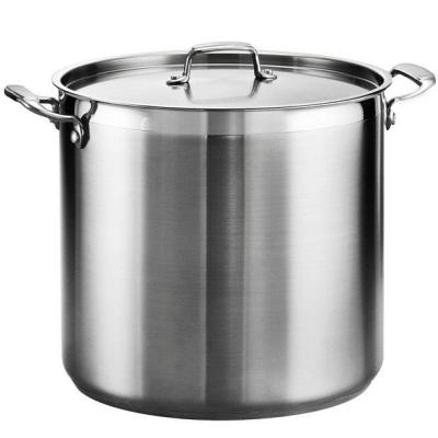 China 24 Quart Stainless Steel Sustainable Commercial Stock Pots With Two Handles for sale