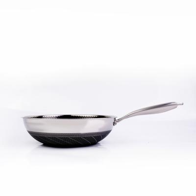 China Durable High Quality Stainless Steel Large Handle Frying Wok for sale