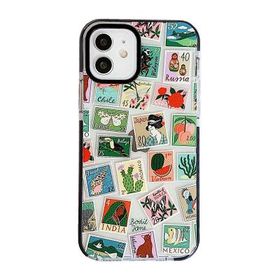 China Anti-Slip Phone Case For Butterfly Stamp Label Vintage iphone 13 pro apple 12 mini 11 x xr 8 max plus 7 for sale