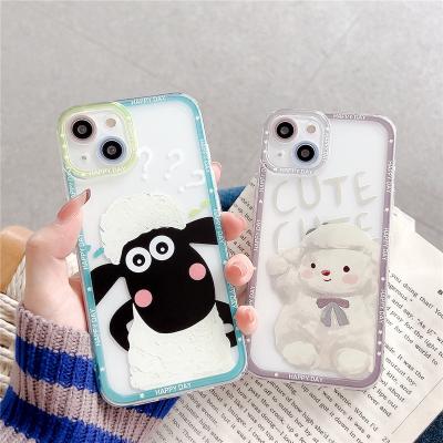 China Cartoon sheep soft case for iphone 13 12 11 pro XR max X XS 7 8 plus cute cheap cover for sale