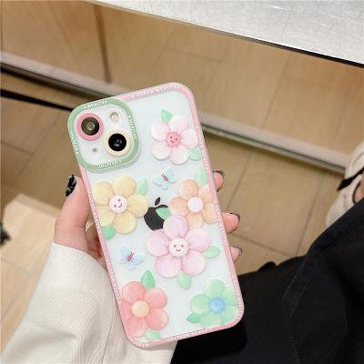 China Soft Smiley Color Flower Case For iphone 13 12 11 pro Max XR X XS 7 8 Plus Cute Cheap Cover for sale