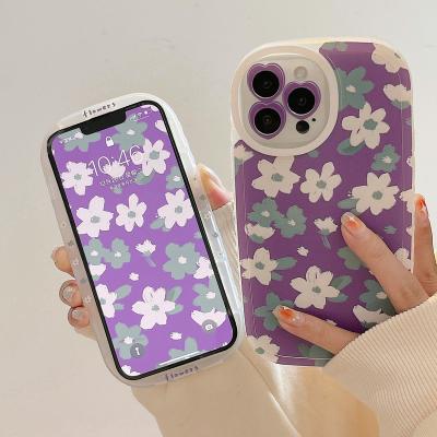 China Soft 2022 Ins Purple Flowers Case For iPhone 13 12 11 Pro Max XR X XS 7 8 Plus Cute Cover Feature for sale