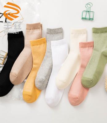 China Spring Summer Mesh Thin Socks QUICK DRY Pure Color In Tube Socks Women Pure Black Midi Breathable Women Cotton Socks for sale