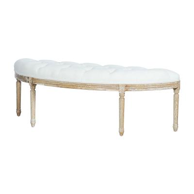 China Nordic French Mid Century Style Ottoman Corner Tufted Bed End Wooden Bench Stool for sale