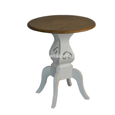 China Mid Century Style French Antique Furniture Solid Wood Round White Leg Modern Living Room Side Table for sale