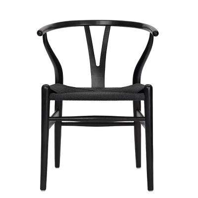 China Scandinavian Y Wishbone Hans Wegner Black Replica Carl Hansen Ash Wood Danish Chair for sale