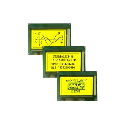 China 12864 teeth low 0.96inch lcd display fpc lcd display module texts black yellow lcd display screen for sale