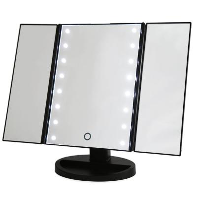 China Magnetic Foldable Desk Mirror 3 Way Panel Mirror 3 Folding Sides Led Mirror Make Upmakeup Mirror For Beautiful Girls for sale