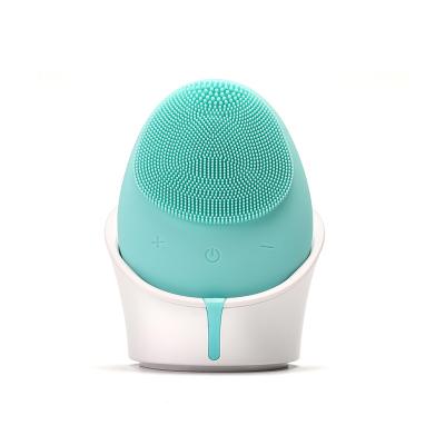 China Waterproof Electric Sonic Vibration Massage Wireless Charger Smart Ultrasonic Face Brush Skin Revitalizer Silicone Massager Cleansing Remover for sale