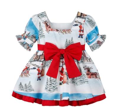 China high quality layered Anti-wrinkle Dress Santa Claus Christmas Little Girls Party ball gown dress design for girls for sale