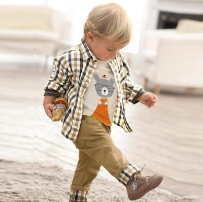 China Lovely Autumn Winter Style Baby Boy Boutique Clothing Sets Christening Baby Boy Outfits Wholesale 3pcs for sale