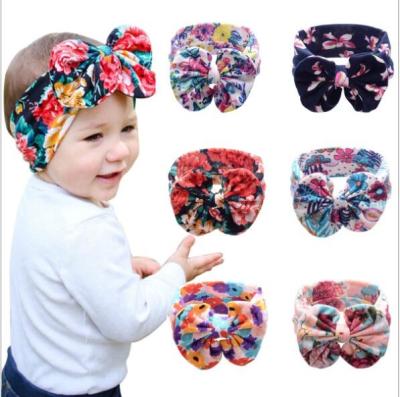 China Hot Selling Lovely Soft Baby Hair Bows Baby Hair Band Infant Children Tire Vintage Style Headdress Girl Hair Accessories Cotton Cloth Head Band for sale