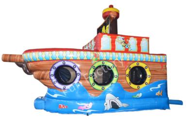 China Christmas Pirates Ship Inflatable Boat Slide For Shopping Mall , Orange / Blue for sale