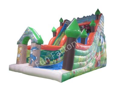 China Green Clown Inflatable Playground Slide , Inflatable Bounce House With Slide for sale