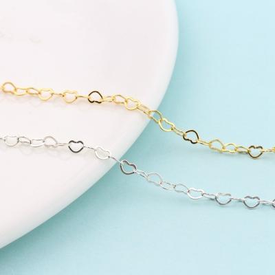 China DIY Jewelry Accessory Fashion 925 Sterling Silver Bulk Chain For Jewelry Making Gold Plated Heart Chain for sale