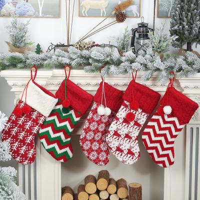 China Knitted Christmas Socks New Year Christmas Stocking Bag Christmas Gift Candy Sack Decorations for Knitted Sock Christmas Tree Home Decor for sale