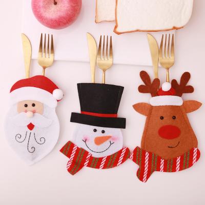 China Santa Claus Knife And Fork Bag Santa Claus Snowman Reindeer Christmas New Year New Year's Santa Claus Knife And Fork Bag Cutlery Holder Bag Party Dinner Decor Tableware for sale