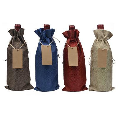 China New Burlap Wine Sack Wine Bags Champagne Wedding Party Decoration Wine Bags Pouch Burlap Packaging Bag Red Wine Bottle Covers Gift for sale