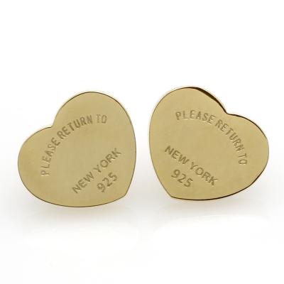 China Fine Vintage Earrings Jewelry Gold-color Stainless Steel Hart Earrings For Women Rose Gold-color Heart Stud Earrings Good Quality for sale