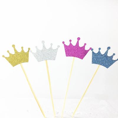 China Bovelty Paper Glitter Stick Wreath Cake Topper Pick Wedding Birthday Party Wooden Favor Decoration for sale