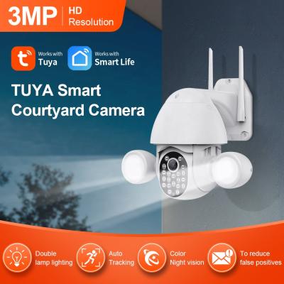 China Human Motion WiFi Tracking Tuya HD 3MP 5MP Countryyard Camera Dual Lights Spotlight Wireless Security PTZ IP Auto Tracking Outdoor Camera for sale