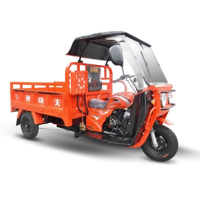 China 200cc/250cc cargo motorized open drive cargo tricycle with front windshield/farm tricycle with sun shade/rain cover for sale