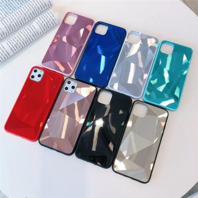 China 3D Diamond Geometric Bling Mirror Slim Protective PC Case Cover For iPhone 11 Pro Max for sale