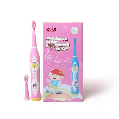 China ABS Factory Wholesale 3 IPX7 USB Rechargeable Soft Bristle 4 Songs Cartoon Children Singing Electric Toothbrush for sale