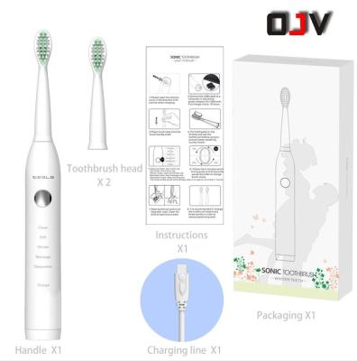 China 2020 ABS Best-Selling Sonic Toothbrush Portable USB With Travel Case Adult Electric Toothbrush 5 Modes 2 Free Brush Heads for sale