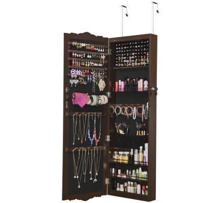 China Home Modern Convertible Bedroom Furniture Door Wall Mounted Brown Jewelry Cabinet for sale