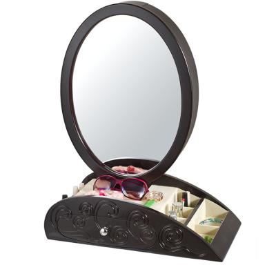 China Solid Wood Classic Frame Drawer Design Round Vanity Mirror and Cutout Patterns for sale