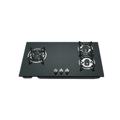 China Commercial High Quality Glass Top 3 Burner Cooking Stove Cooker Gas With Flame Safety Device for sale